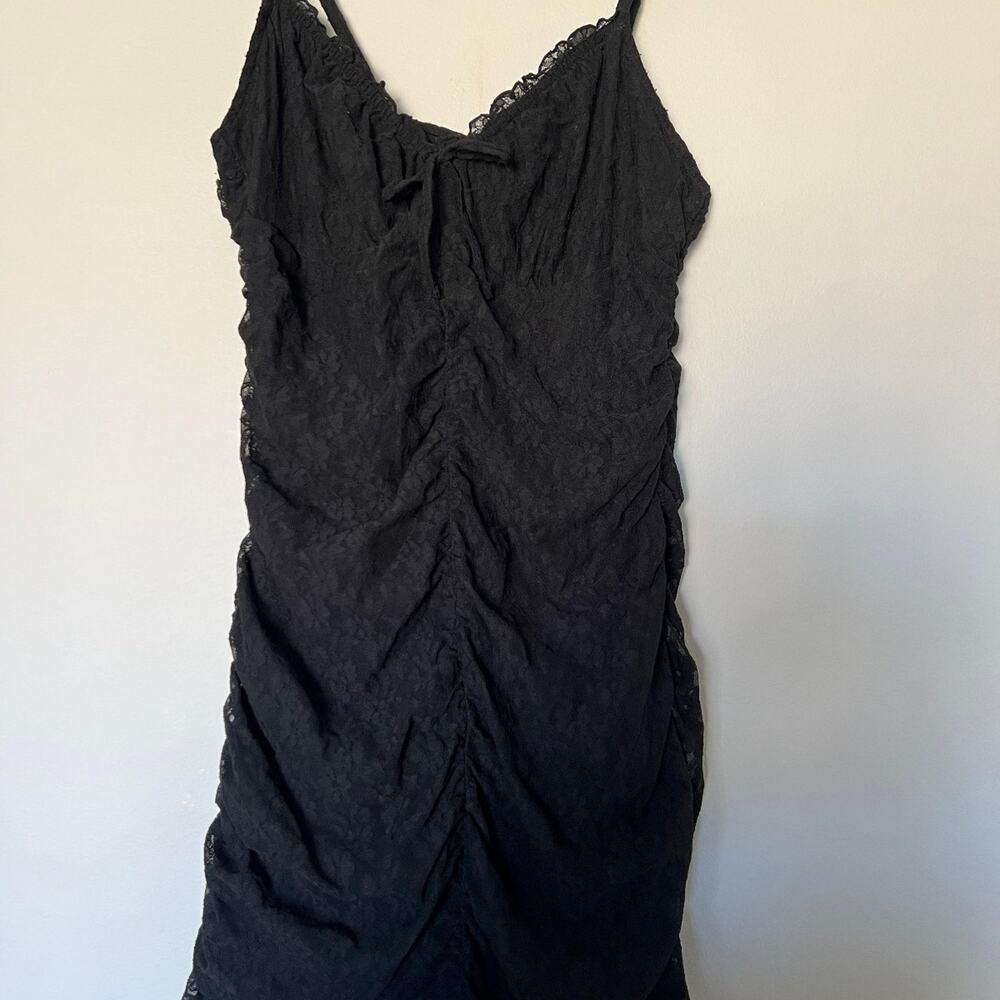 H&M Divided Black Lace Ruched Cami Top Coquette Indie Large #104